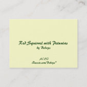 Carte De Visite ATC d'écureuil rouge et de pétunias (Dos)