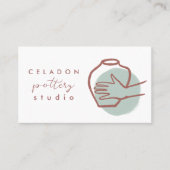 Carte De Visite ATELIER DE CÉRAMIQUE POTERIE Code QR Élégant Dessi (Devant)