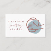 Carte De Visite ATELIER DE CÉRAMIQUE POTERIE Élégant Code QR Dessi (Devant)