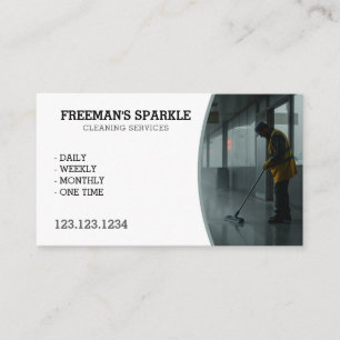 Carte De Visite Atelier de nettoyage moderne White Janitor
