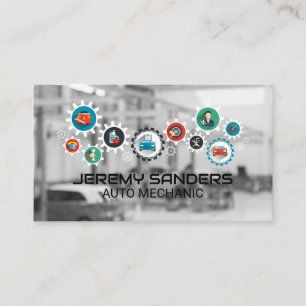 Carte De Visite Atelier de réparation   Icônes de service de mécan