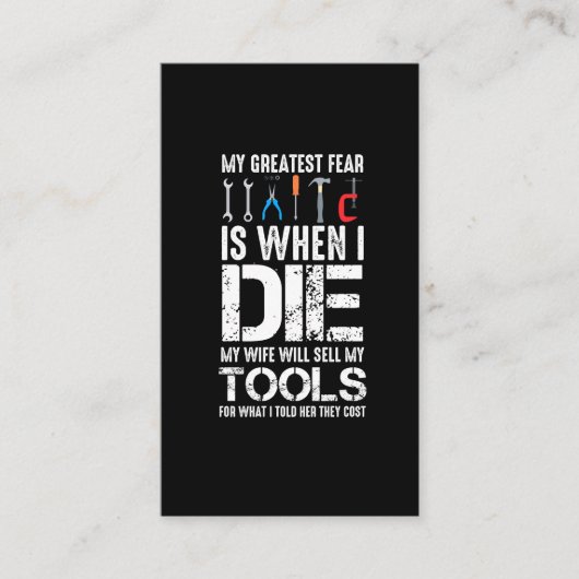 Carte De Visite Atelier d'outils coûteux pour les maris de l'artis (Devant)