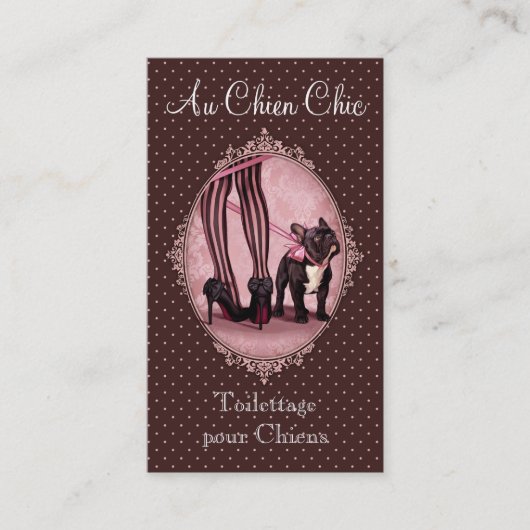 Carte De Visite Attachée à mon Bouledogue Français (Devant)
