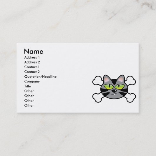 Carte De Visite attitude chaton et os croisés (Devant)