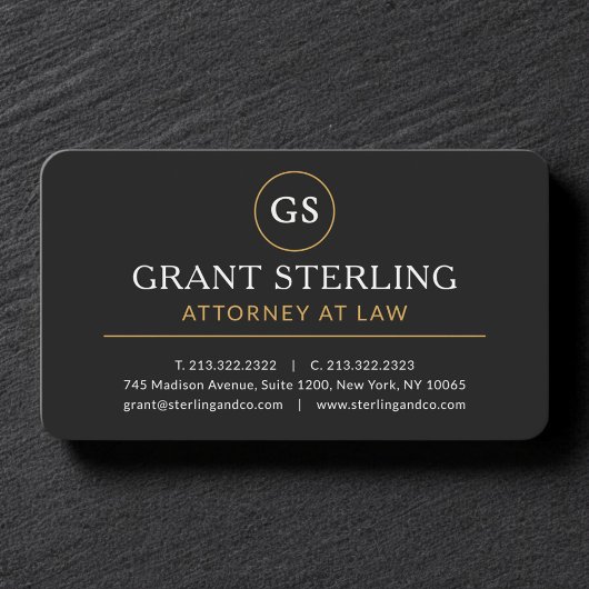 Carte De Visite Attorney at Law Black Gold Professional