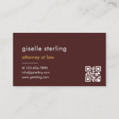 Carte De Visite Attorney at Law Burgundy Gold QR Code (Dos)