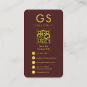 Carte De Visite Attorney at Law Burgundy Gold QR Code (Dos)