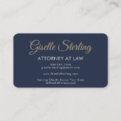 Carte De Visite Attorney at Law QR Code Photo Navy Blue Gold  (Dos)