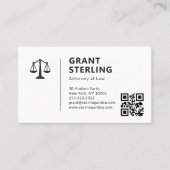 Carte De Visite Attorney at Law QR Code Scales of Justice (Devant)