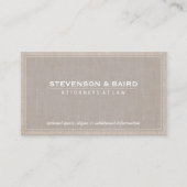 Carte De Visite Attorney Beige Linen Élégant Professionnel (Devant)