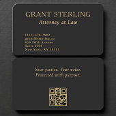 Carte De Visite Attorney Black Gold QR Code Professional