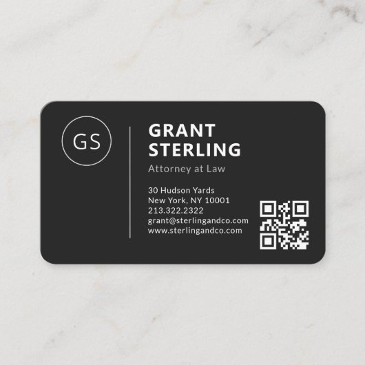 Carte De Visite Attorney Black Logo QR Code Professional (Devant)