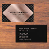 Carte De Visite Attorney Elegant Black and Rose Gold Copper Look