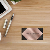Carte De Visite Attorney Elegant Black and Rose Gold Copper Look