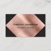 Carte De Visite Attorney Elegant Black and Rose Gold Copper Look (Devant)
