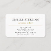 Carte De Visite Attorney Navy Blue Gold (Dos)