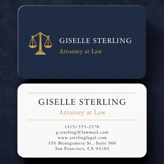 Carte De Visite Attorney Navy Blue Gold