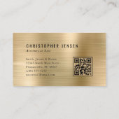 Carte De Visite Attorney QR Code Black Scales Gold Brushed Metal (Dos)
