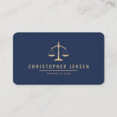 Carte De Visite Attorney QR Code Navy Blue Gold Scales Rounded (Devant)
