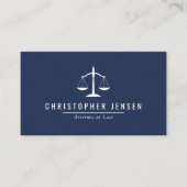 Carte De Visite Attorney QR Code Navy Blue White Scales Simple (Devant)