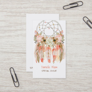 Carte De Visite Attrape-rêve tribal boho Flèches Fleurs Plumes