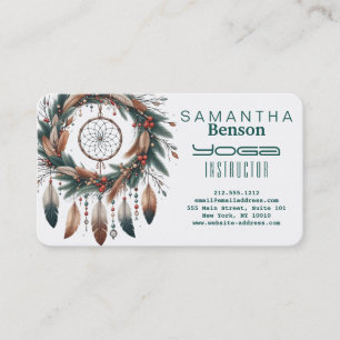 Carte De Visite Attrape-rêves élégant à plumes Professeur de Yoga