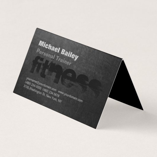 Carte De Visite Attrayant Black Grey Chalkboard Personal Trainer (Devant)
