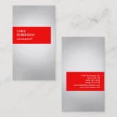 Carte de visite attrayant en gris rayé rouge (Devant / Derrière)