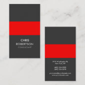 Carte de visite attrayant en gris rayé rouge verti (Devant / Derrière)