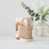 Carte de visite au crochet fait main Code QR minim (Debout devant)