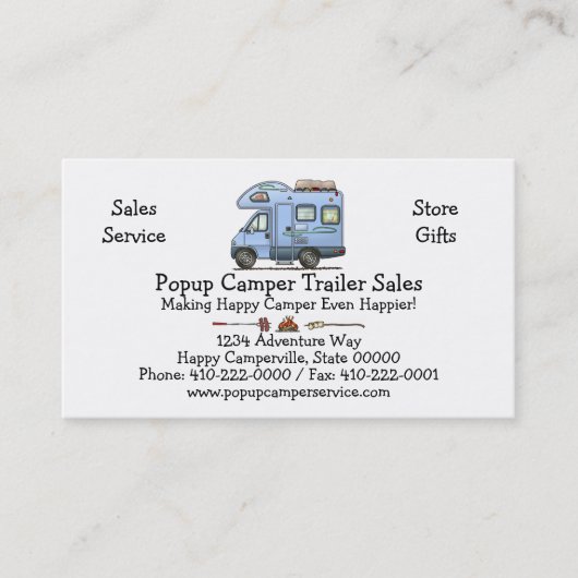 Carte De Visite Au-dessus du campeur rv de cabine (Devant)