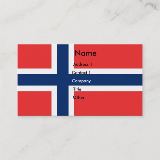 Carte de visite au drapeau de la Norvège (Devant)