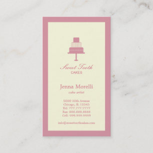 Carte de visite au gâteau à la découpe - rose