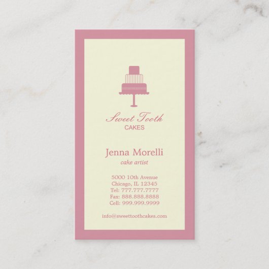 Carte de visite au gâteau à la découpe - rose (Devant)