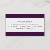 Carte De Visite aubergine simple et intelligente simple MASCULINE  (Dos)