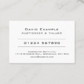 Carte De Visite Auctioneer & Valuer avec photo de titulaire (Dos)