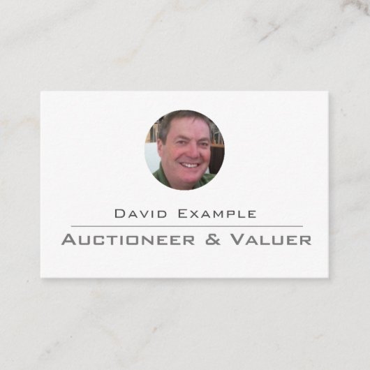 Carte De Visite Auctioneer & Valuer avec photo de titulaire (Devant)