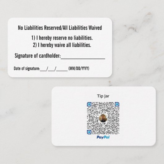 Carte De Visite Aucune renonciation au passif (Devant / Derrière)