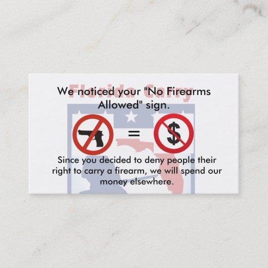 Carte De Visite Aucunes armes à feu aucun argent ! (Devant)