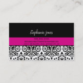 CARTE DE VISITE audacieux damask noir fuschia rose (Dos)