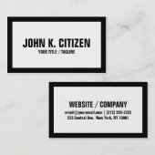Carte de visite audacieux de base noir et blanc (Devant / Derrière)