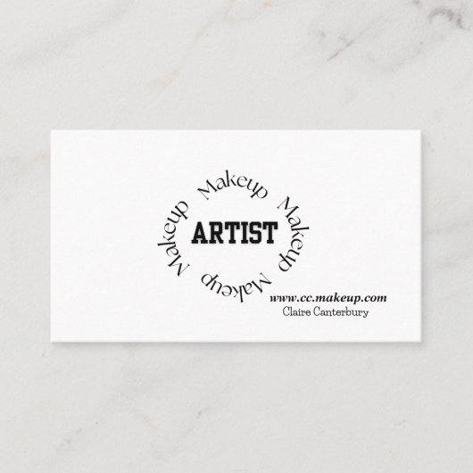 Carte De Visite Audacieux maquilleur de typographie noire (Devant)