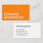 Carte de visite audacieux moderne orange (Devant / Derrière)