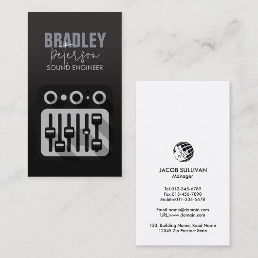 Carte de visite Audio Engineer (Devant / Derrière)