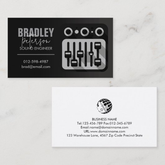 Carte de visite Audio Engineer (Devant / Derrière)