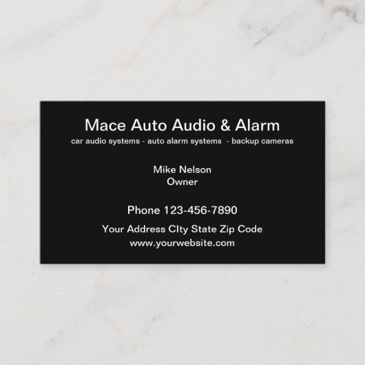 Carte De Visite Audio et systèmes de sécurité de voiture (Devant)