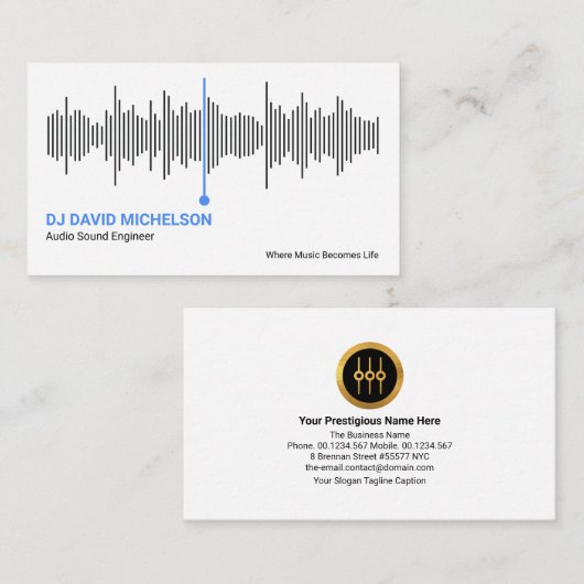 Carte De Visite Audio Sound Wave Professional Deejay (Devant / Derrière)