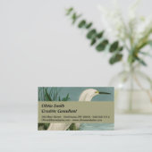 Carte De Visite Audubon Héron de neige Oiseaux d'aigrettes blanche (Debout devant)