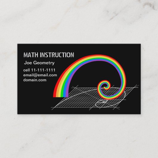 Carte De Visite Augmentation en spirale d'arc-en-ciel de Fibonacci (Devant)