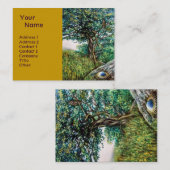 Carte De Visite AURORA / ARBRE MAGIQUE, vert, bleu, jaune (Devant / Derrière)